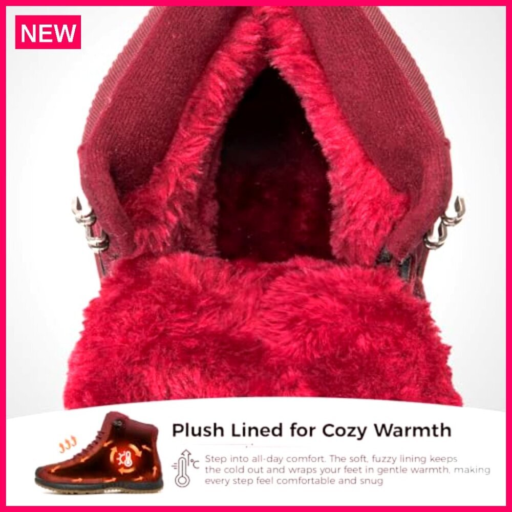 Waterproof Winter Boots Women's Ankle Fur Lined Lightweight Insulated Snow Shoes - Picture 7 of 8